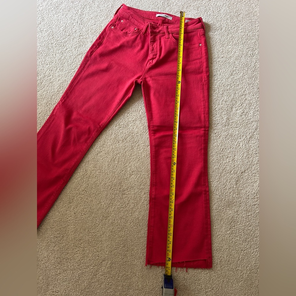 Mavi Anika Mid-Rise Crop Flare Jeans in Bold Red - Picture 5 of 6